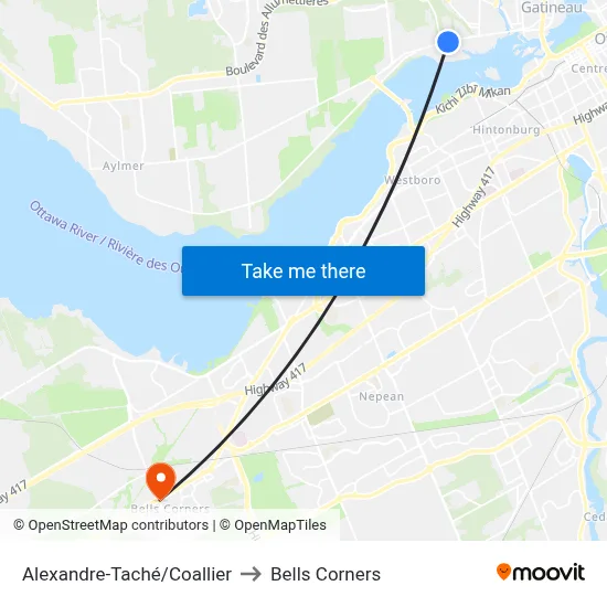 Alexandre-Taché/Coallier to Bells Corners map