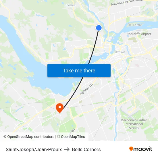 Saint-Joseph/Jean-Proulx to Bells Corners map
