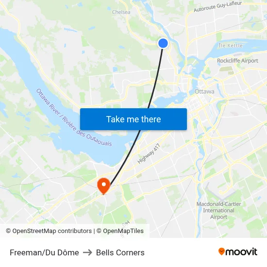 Freeman/Du Dôme to Bells Corners map