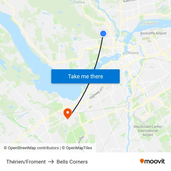 Thérien/Froment to Bells Corners map