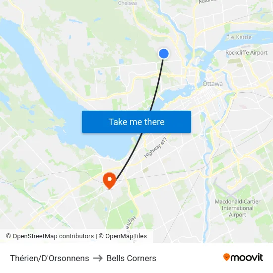 Thérien/D'Orsonnens to Bells Corners map