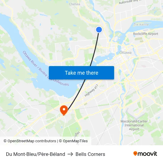 Du Mont-Bleu/Père-Béland to Bells Corners map