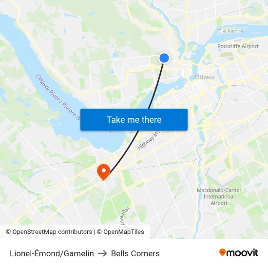 Lionel-Émond/Gamelin to Bells Corners map