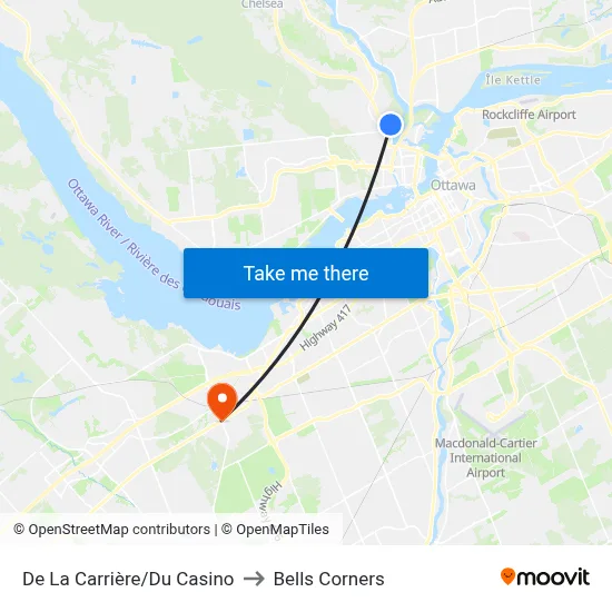 De La Carrière/Du Casino to Bells Corners map