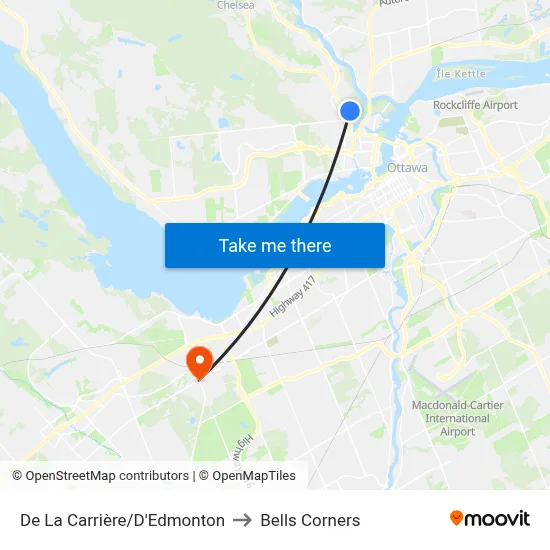 De La Carrière/D'Edmonton to Bells Corners map