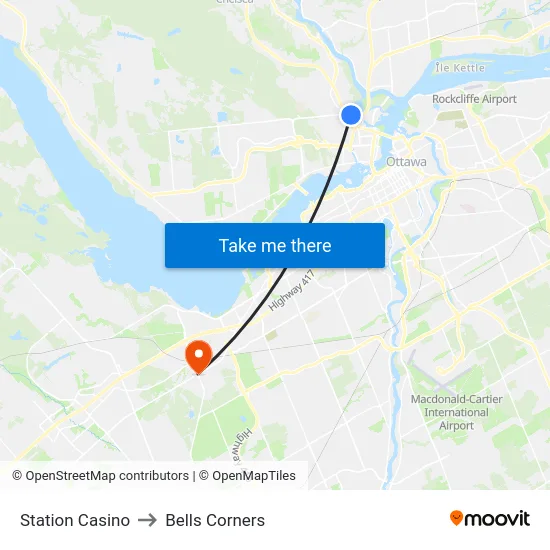 Station Casino to Bells Corners map