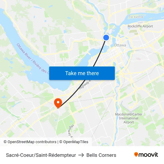 Sacré-Coeur/Saint-Rédempteur to Bells Corners map
