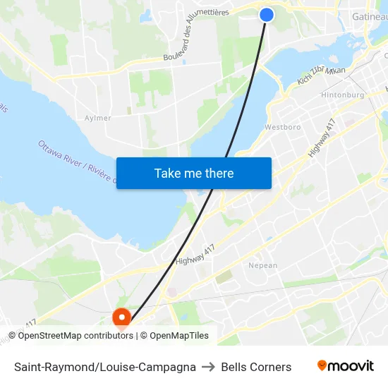 Saint-Raymond/Louise-Campagna to Bells Corners map
