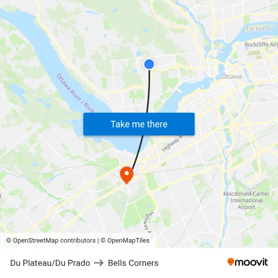 Du Plateau/Du Prado to Bells Corners map