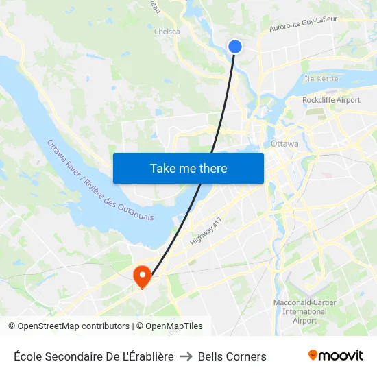 École Secondaire De L'Érablière to Bells Corners map