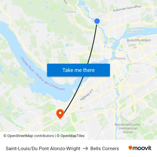 Saint-Louis/Du Pont Alonzo-Wright to Bells Corners map