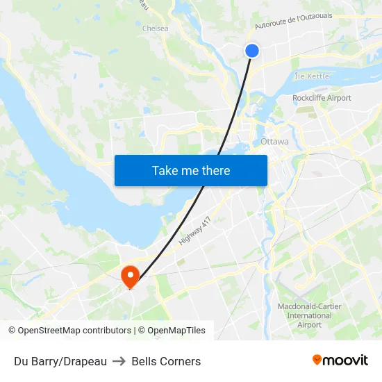 Du Barry/Drapeau to Bells Corners map