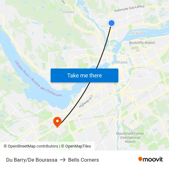 Du Barry/De Bourassa to Bells Corners map