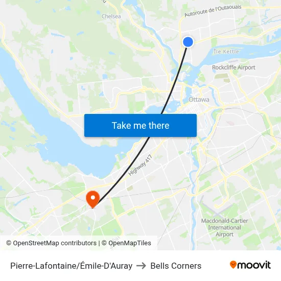 Pierre-Lafontaine/Émile-D'Auray to Bells Corners map