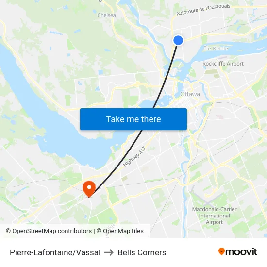 Pierre-Lafontaine/Vassal to Bells Corners map