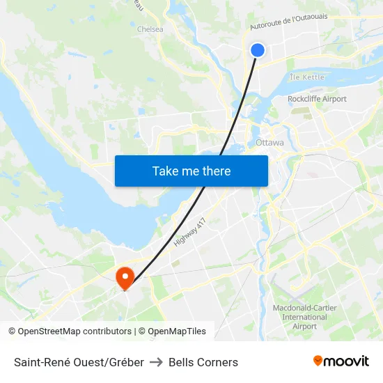 Saint-René Ouest/Gréber to Bells Corners map