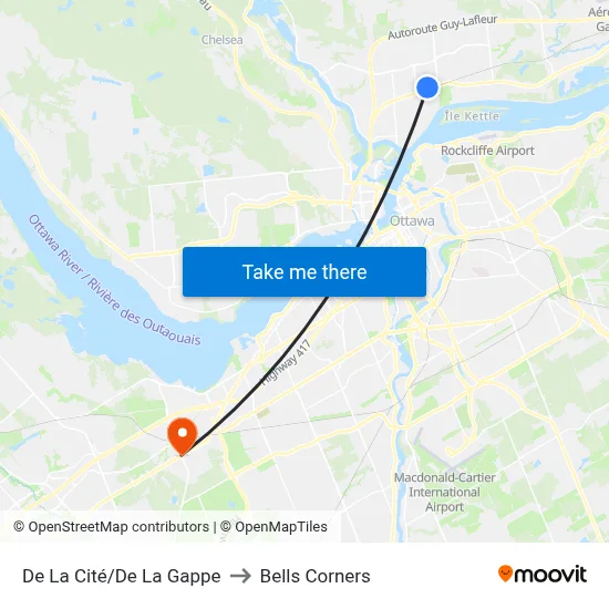 De La Cité/De La Gappe to Bells Corners map