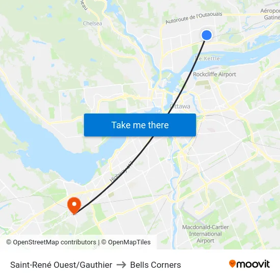 Saint-René Ouest/Gauthier to Bells Corners map
