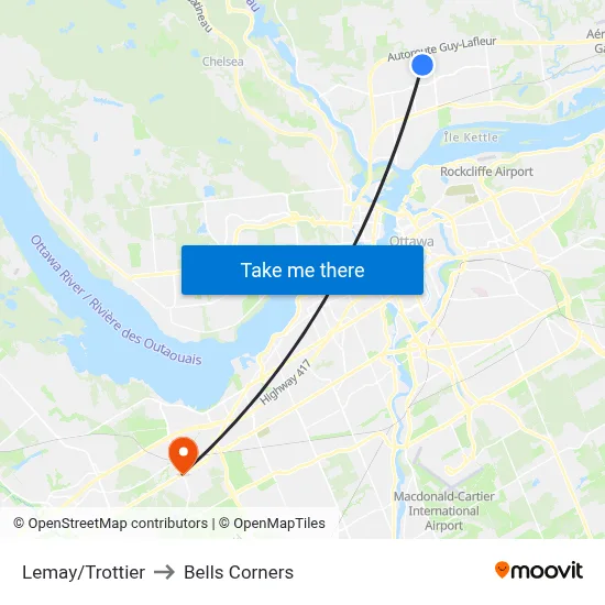 Lemay/Trottier to Bells Corners map