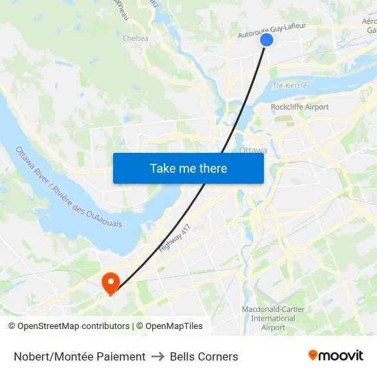 Nobert/Montée Paiement to Bells Corners map
