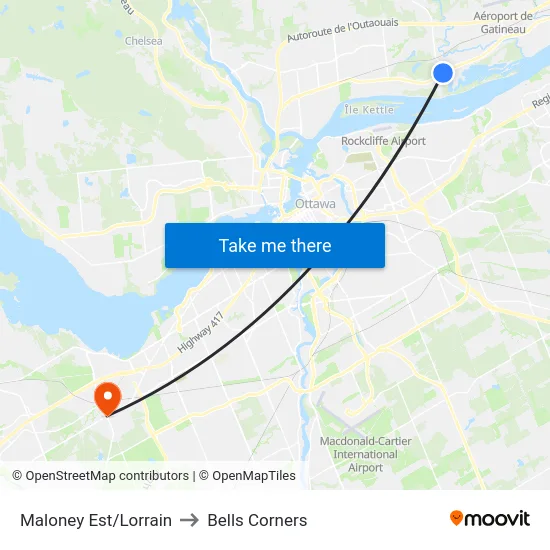 Maloney Est/Lorrain to Bells Corners map