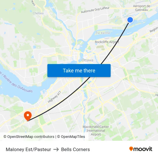 Maloney Est/Pasteur to Bells Corners map