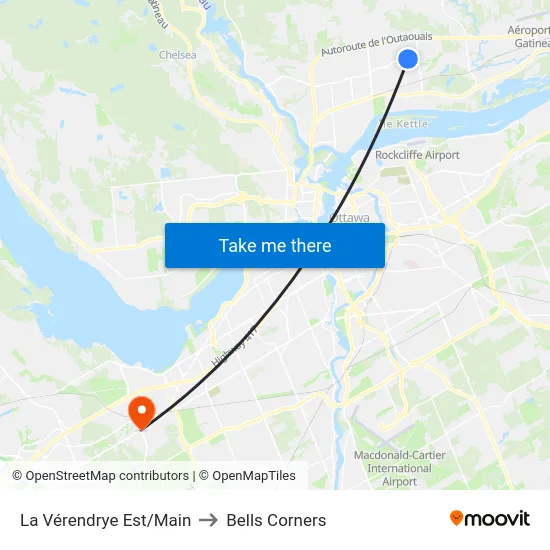 La Vérendrye Est/Main to Bells Corners map