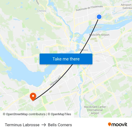 Terminus Labrosse to Bells Corners map