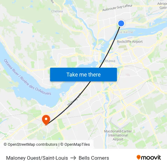 Maloney Ouest/Saint-Louis to Bells Corners map