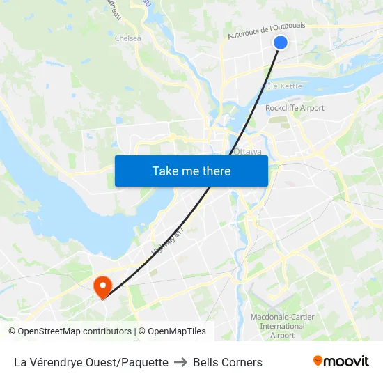 La Vérendrye Ouest/Paquette to Bells Corners map