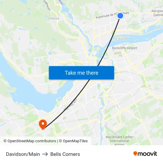 Davidson/Main to Bells Corners map