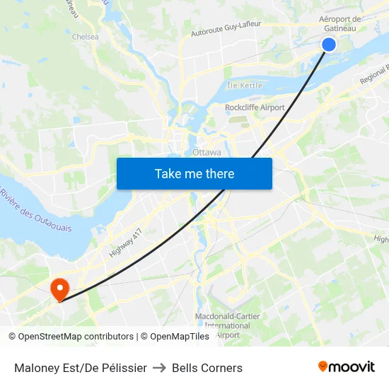 Maloney Est/De Pélissier to Bells Corners map