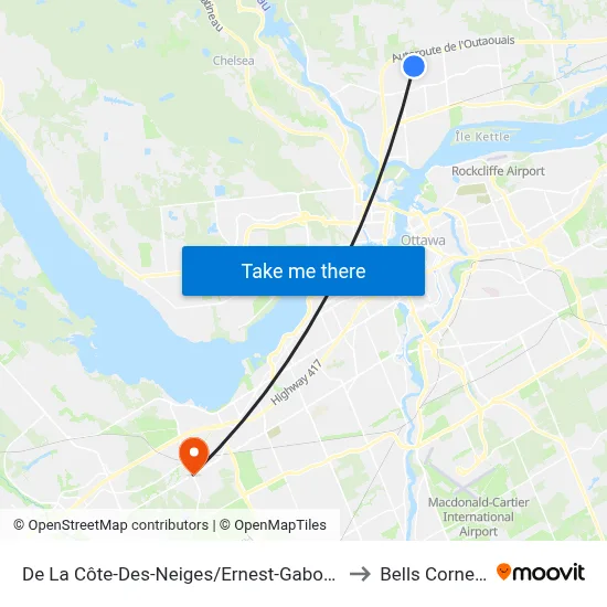 De La Côte-Des-Neiges/Ernest-Gaboury to Bells Corners map