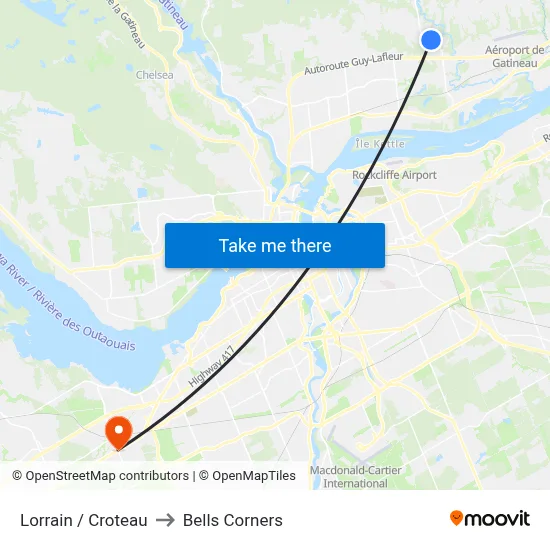 Lorrain / Croteau to Bells Corners map