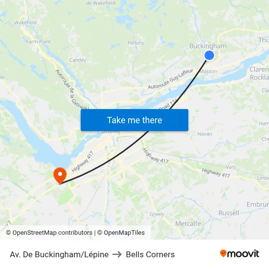 Av. De Buckingham/Lépine to Bells Corners map