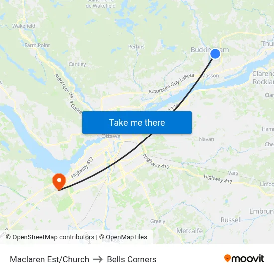 Maclaren Est/Church to Bells Corners map