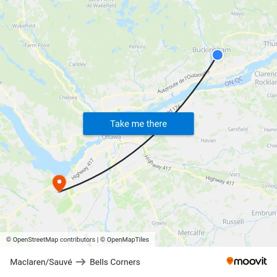 Maclaren/Sauvé to Bells Corners map