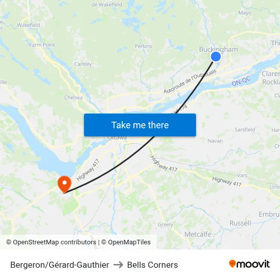 Bergeron/Gérard-Gauthier to Bells Corners map