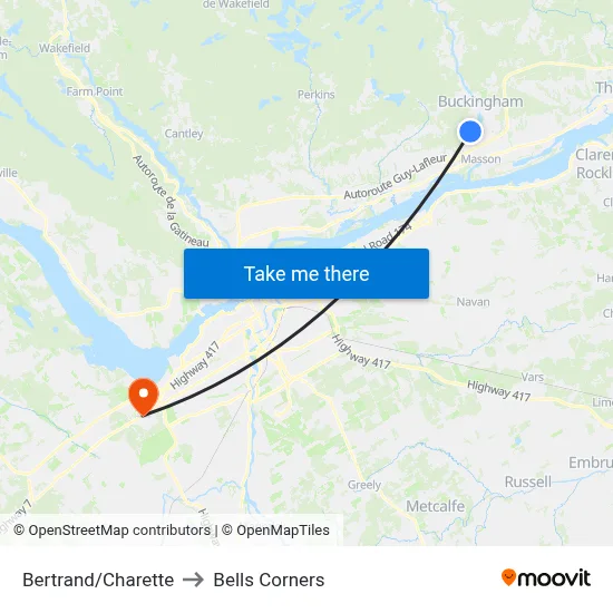 Bertrand/Charette to Bells Corners map