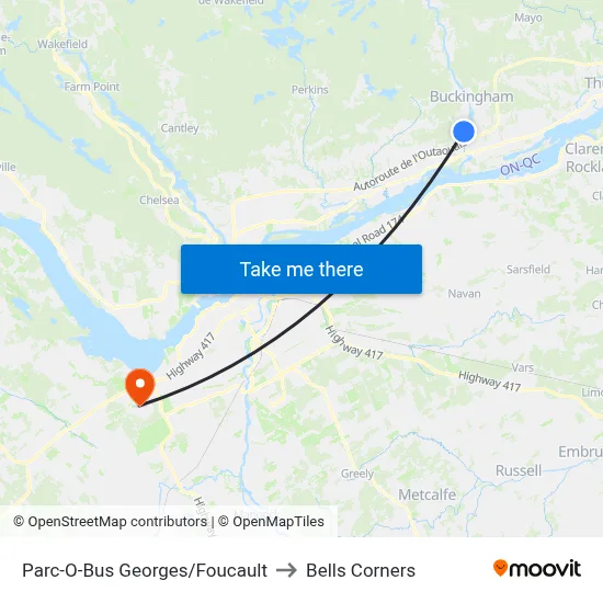 Parc-O-Bus Georges/Foucault to Bells Corners map