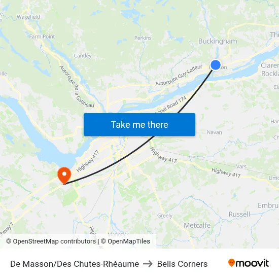 De Masson/Des Chutes-Rhéaume to Bells Corners map