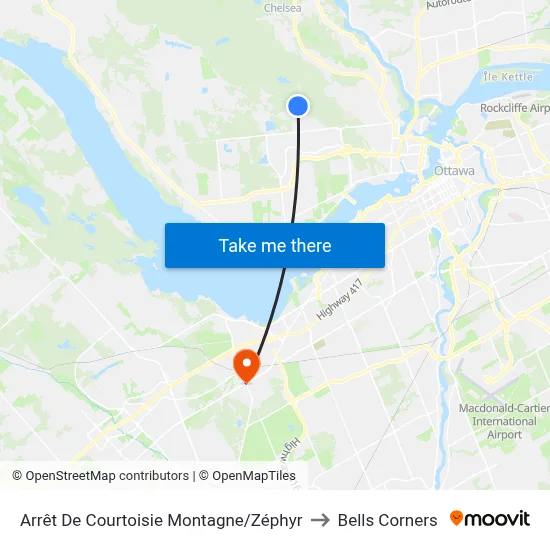 Arrêt De Courtoisie Montagne/Zéphyr to Bells Corners map