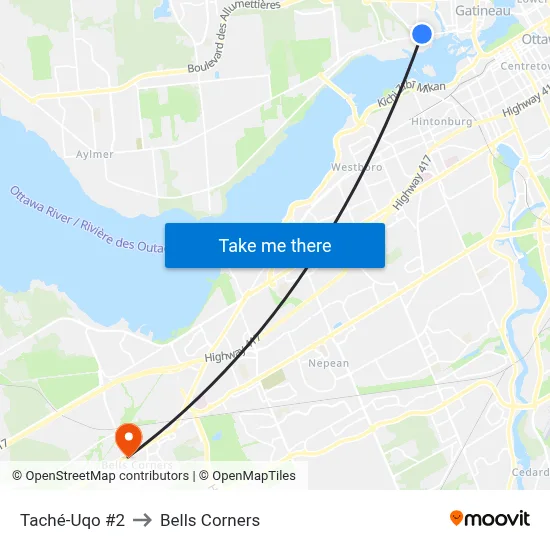 Taché-Uqo #2 to Bells Corners map