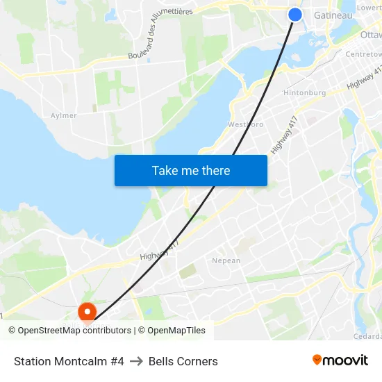 Station Montcalm #4 to Bells Corners map