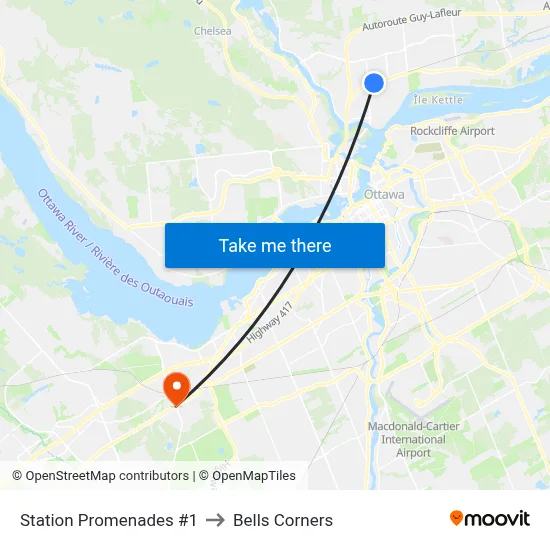 Station Promenades #1 to Bells Corners map