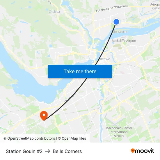 Station Gouin #2 to Bells Corners map