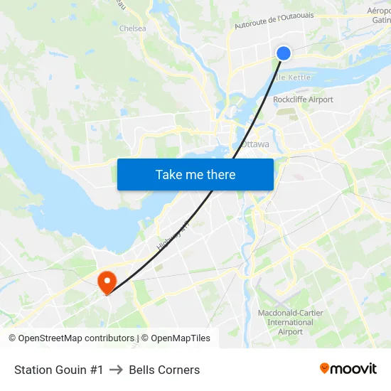Station Gouin #1 to Bells Corners map
