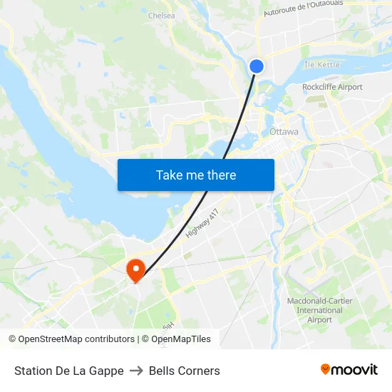 Station De La Gappe to Bells Corners map