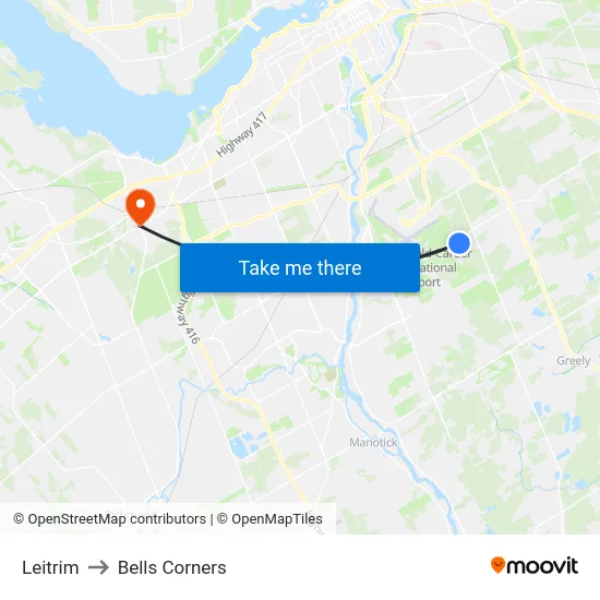 Leitrim to Bells Corners map