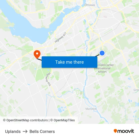 Uplands to Bells Corners map
